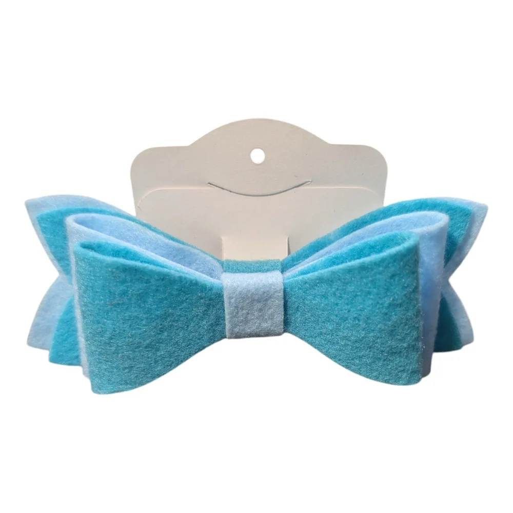 2 Tone Blue Felt Hair Bow Clip